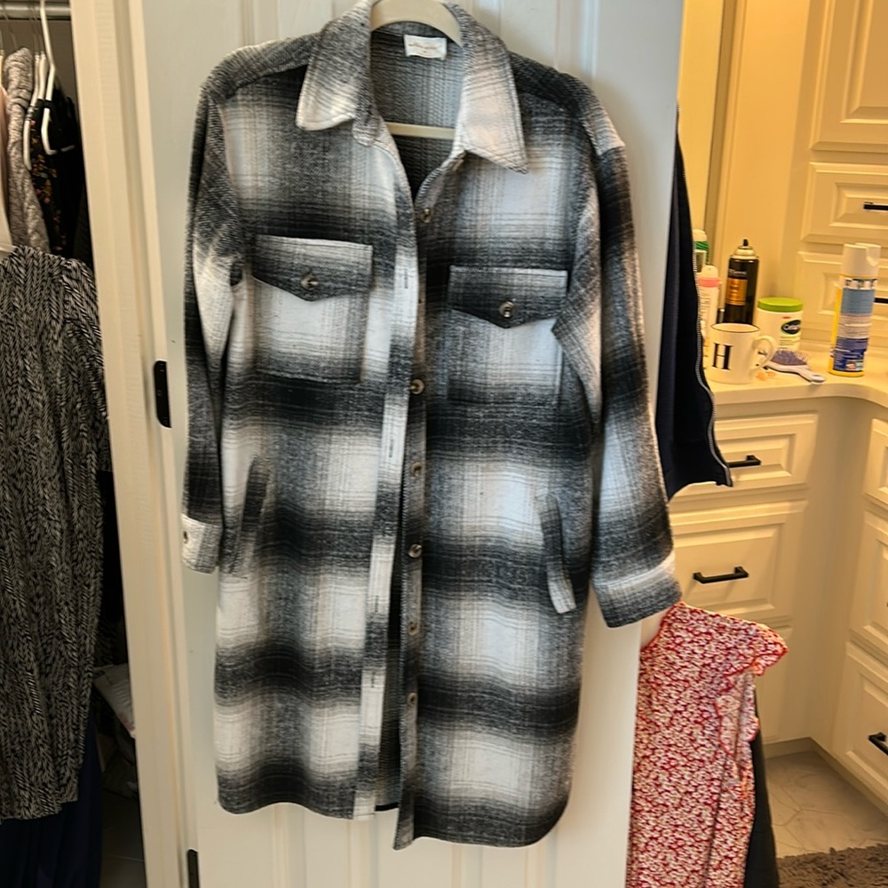 Plaid trench coat medium